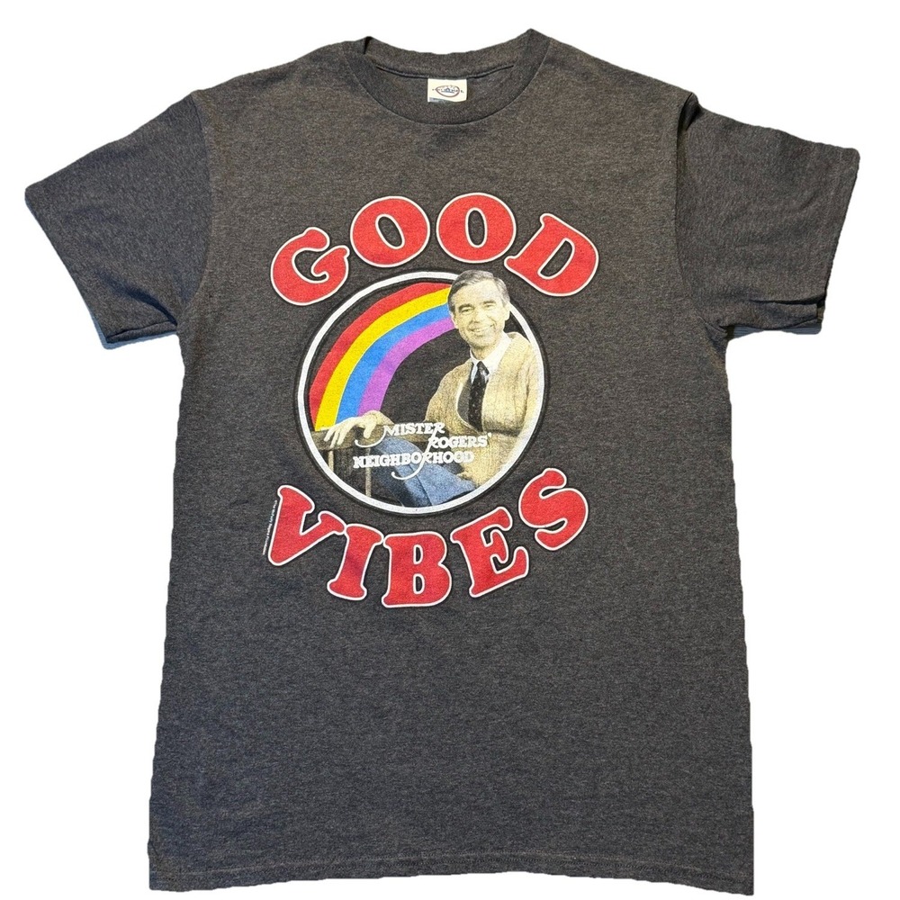 Mister Rogers‎ Good Vibes T Shirt Small Gray Graphic Tee
